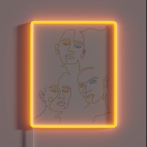 Minimalist Women Faces Line Art Primary Colors RGB Neon Sign Minimalist Women Faces Line Art Primary Colors RGB Neon Sign