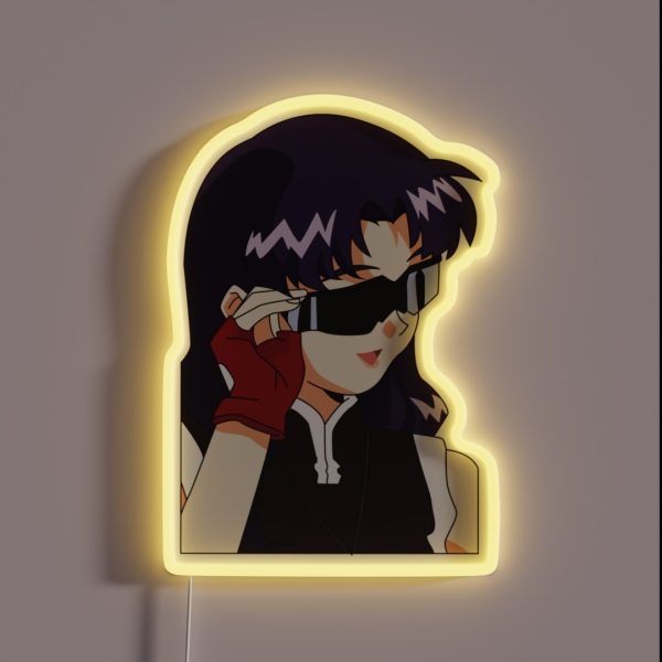 Misato With Glasses Evangelion RGB Neon Sign