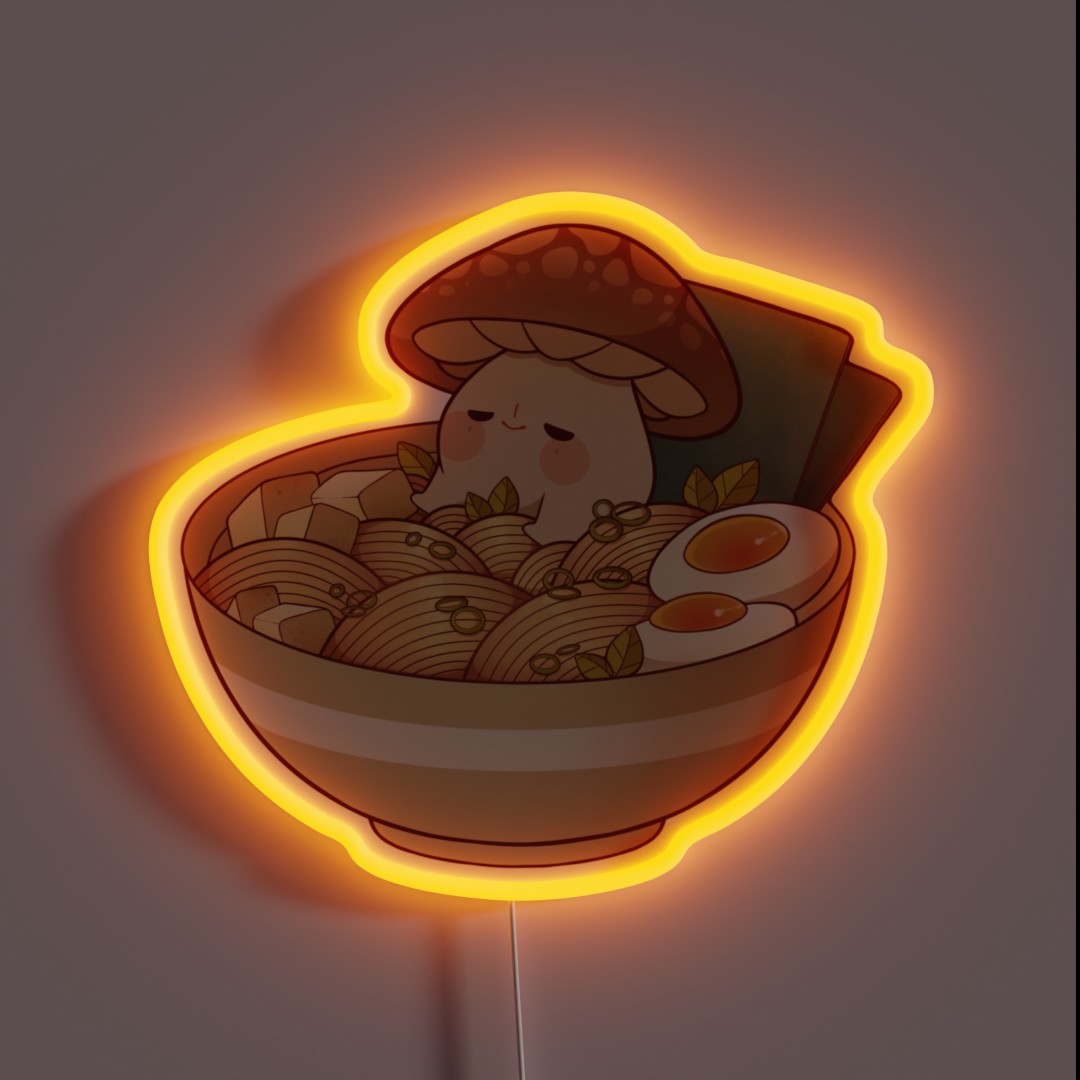 Miso Noodle Soup With Shiitake Mushroom RGB Neon Sign Miso Noodle Soup With Shiitake Mushroom RGB Neon Sign