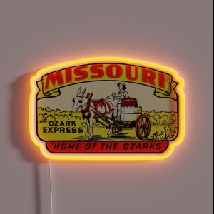 Missouri Ozarks Vintage Travel Decal RGB Neon Sign Missouri Ozarks Vintage Travel Decal RGB Neon Sign