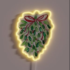 Mistletoe Watercolor RGB Neon Sign