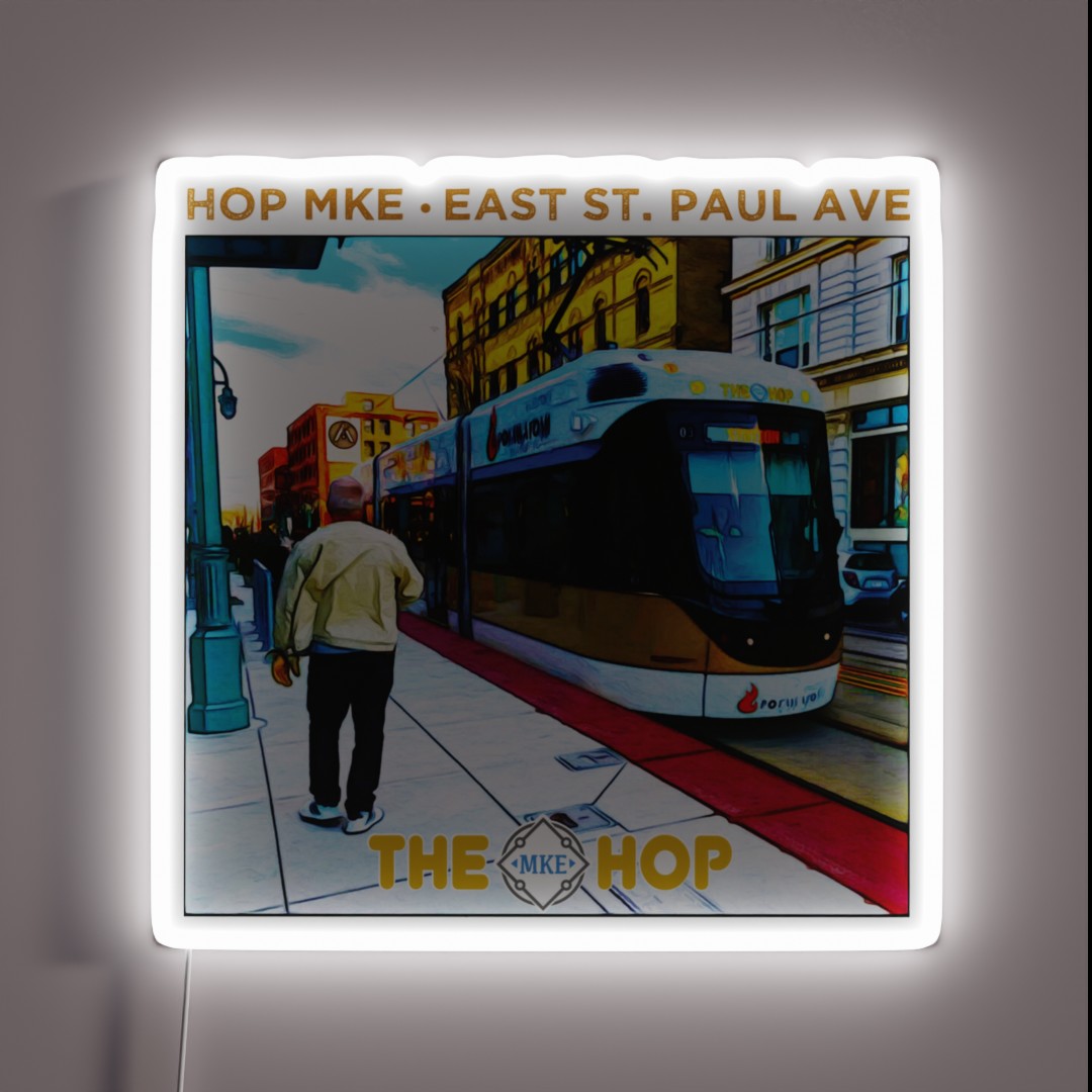 MKE HOP Milwaukee Streetcar WI RGB Neon Sign MKE HOP Milwaukee Streetcar WI RGB Neon Sign
