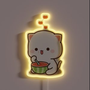 Mochi Mochi Peach Cat Long RGB Neon Sign