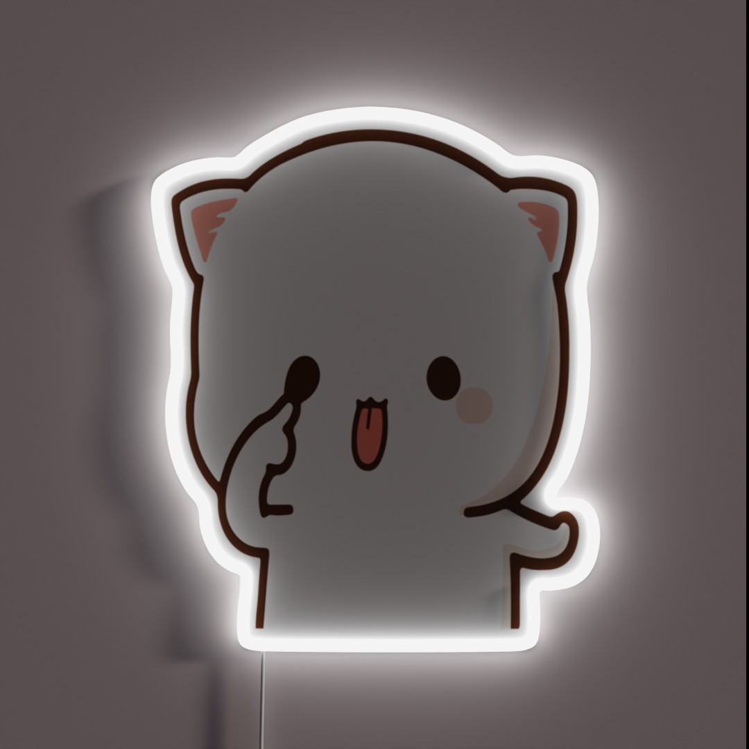 Mochi Mochi Peach Cat Long RGB Neon Sign Mochi Mochi Peach Cat Long RGB Neon Sign