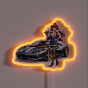 Modern Italian Car Anime Girl RGB Neon Sign
