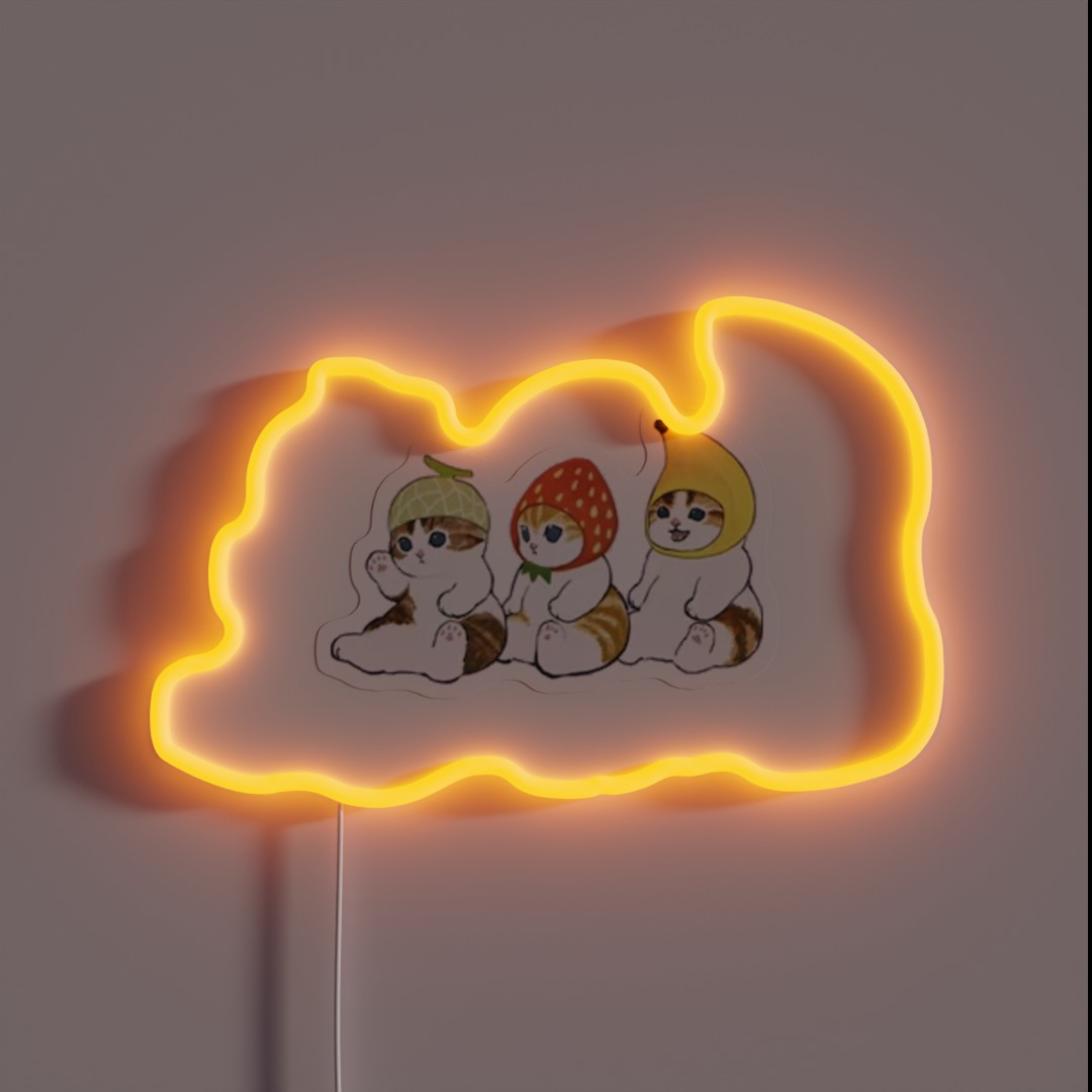 Mofusand Fruit Melon Strawberry And Banana RGB Neon Sign Mofusand Fruit Melon Strawberry And Banana RGB Neon Sign