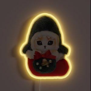 Mofusand Shark In A Christmas Stocking RGB Neon Sign