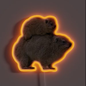 Mom And Baby Rock Hyrax RGB Neon Sign Mom And Baby Rock Hyrax RGB Neon Sign