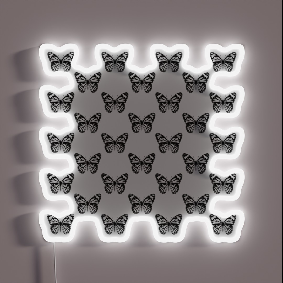 Monarch Butterfly Repeat Pattern Butterflies RGB Neon Sign Monarch Butterfly Repeat Pattern Butterflies RGB Neon Sign