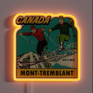 Mont Tremblant Quebec Skiing Vintage Travel Decal RGB Neon Sign