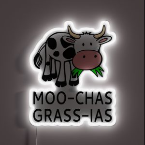 Moo Chas Grass Ias Muchas Gracias RGB Neon Sign