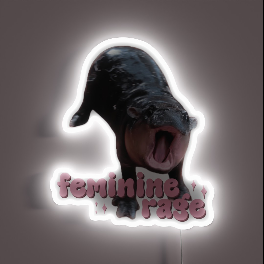 Moo Deng Feminine Rage RGB Neon Sign Moo Deng Feminine Rage RGB Neon Sign