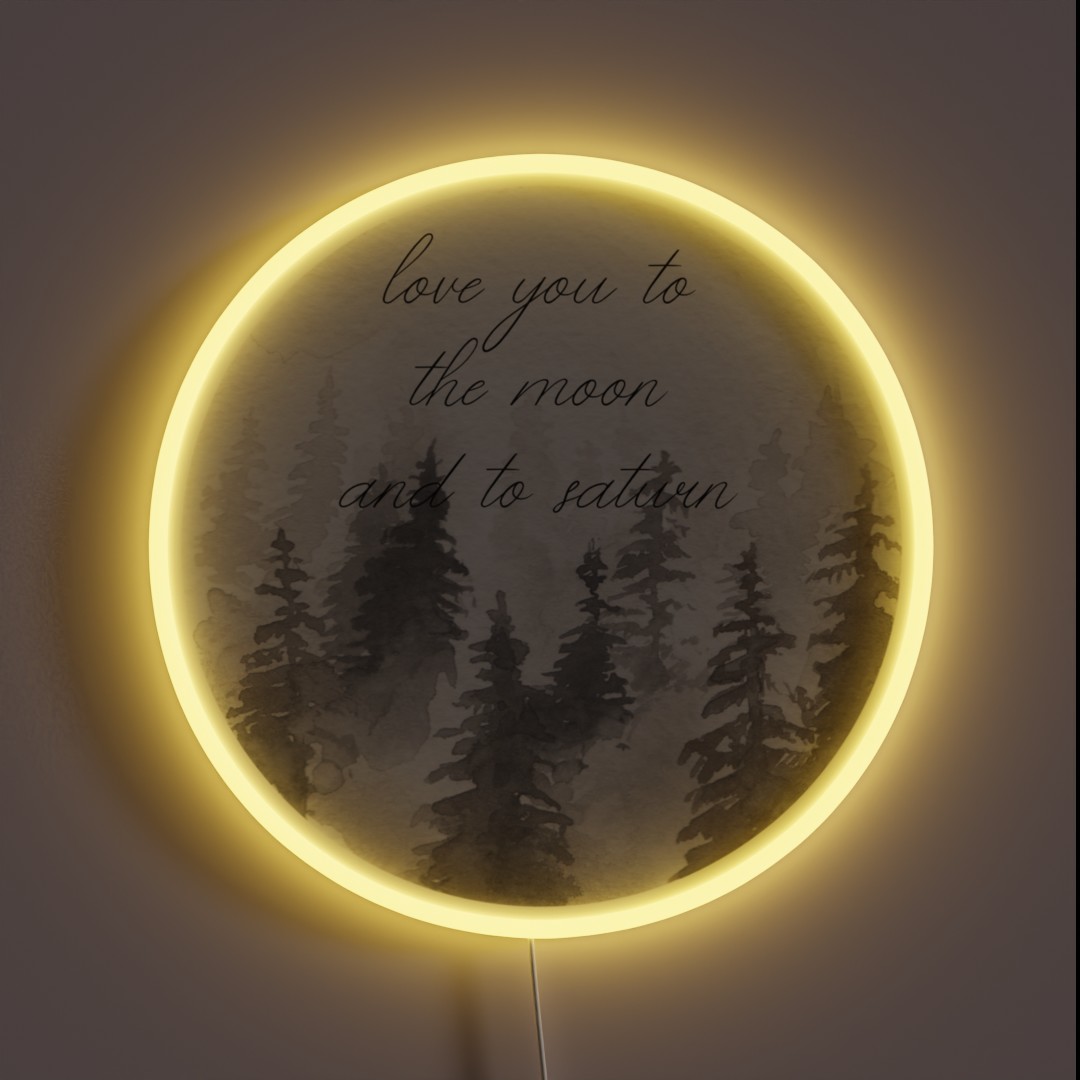 Moon And Saturn RGB Neon Sign Moon And Saturn RGB Neon Sign