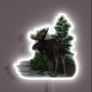Moose Watercolor RGB Neon Sign