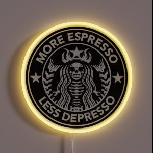 More Espresso Less Depresso Coffee Sign RGB Neon Sign More Espresso Less Depresso Coffee Sign RGB Neon Sign