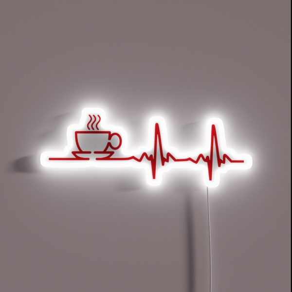 Morning Coffee Heartbeat EKG RGB Neon Sign