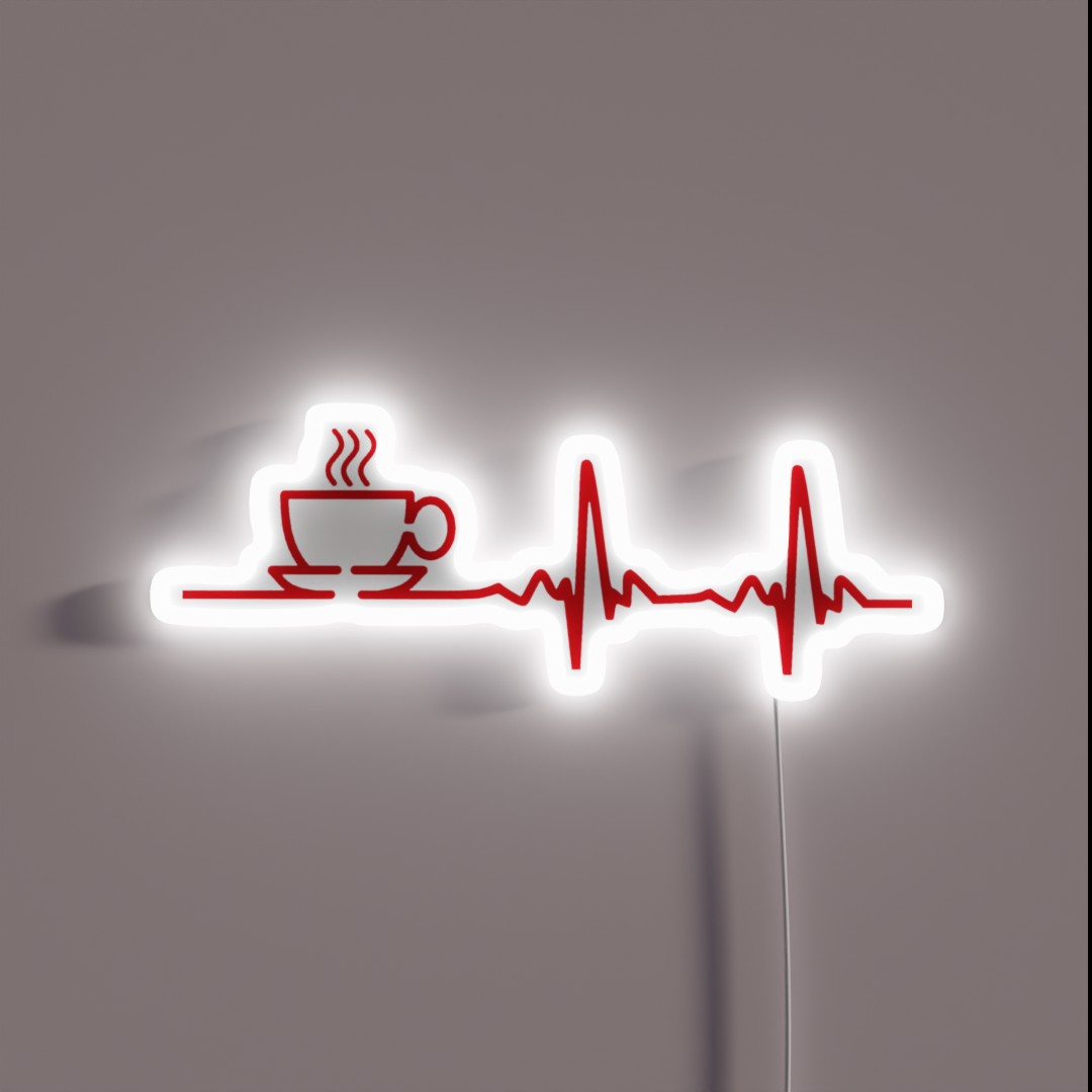 Morning Coffee Heartbeat EKG RGB Neon Sign Morning Coffee Heartbeat EKG RGB Neon Sign