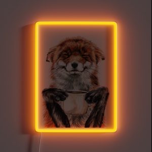 Morning Fox Cute Coffee Animal RGB Neon Sign