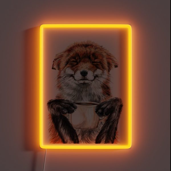 Morning Fox Cute Coffee Animal RGB Neon Sign