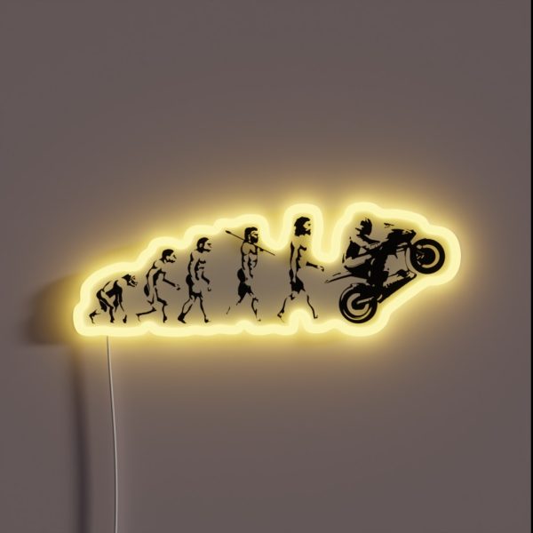 MOTORCYCLE EVOLUTION BIKE WHEELIE RGB Neon Sign