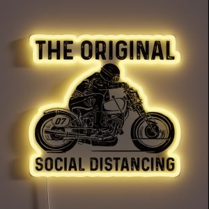 Motorcycle The Original Social Distancing Funny Best Gift Ideas Motorcycle Lover RGB Neon Sign