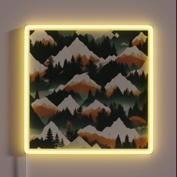 Mountainous Forest RGB Neon Sign
