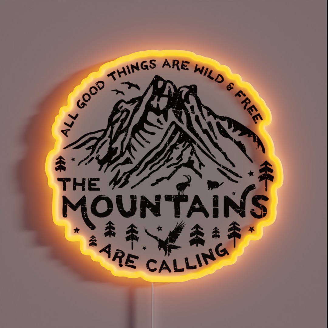 Mountains Are Calling RGB Neon Sign Mountains Are Calling RGB Neon Sign