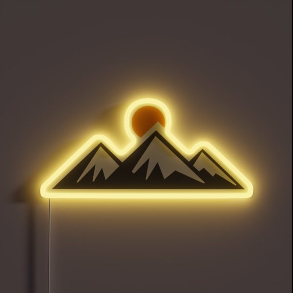 Mountains With Sun RGB Neon Sign