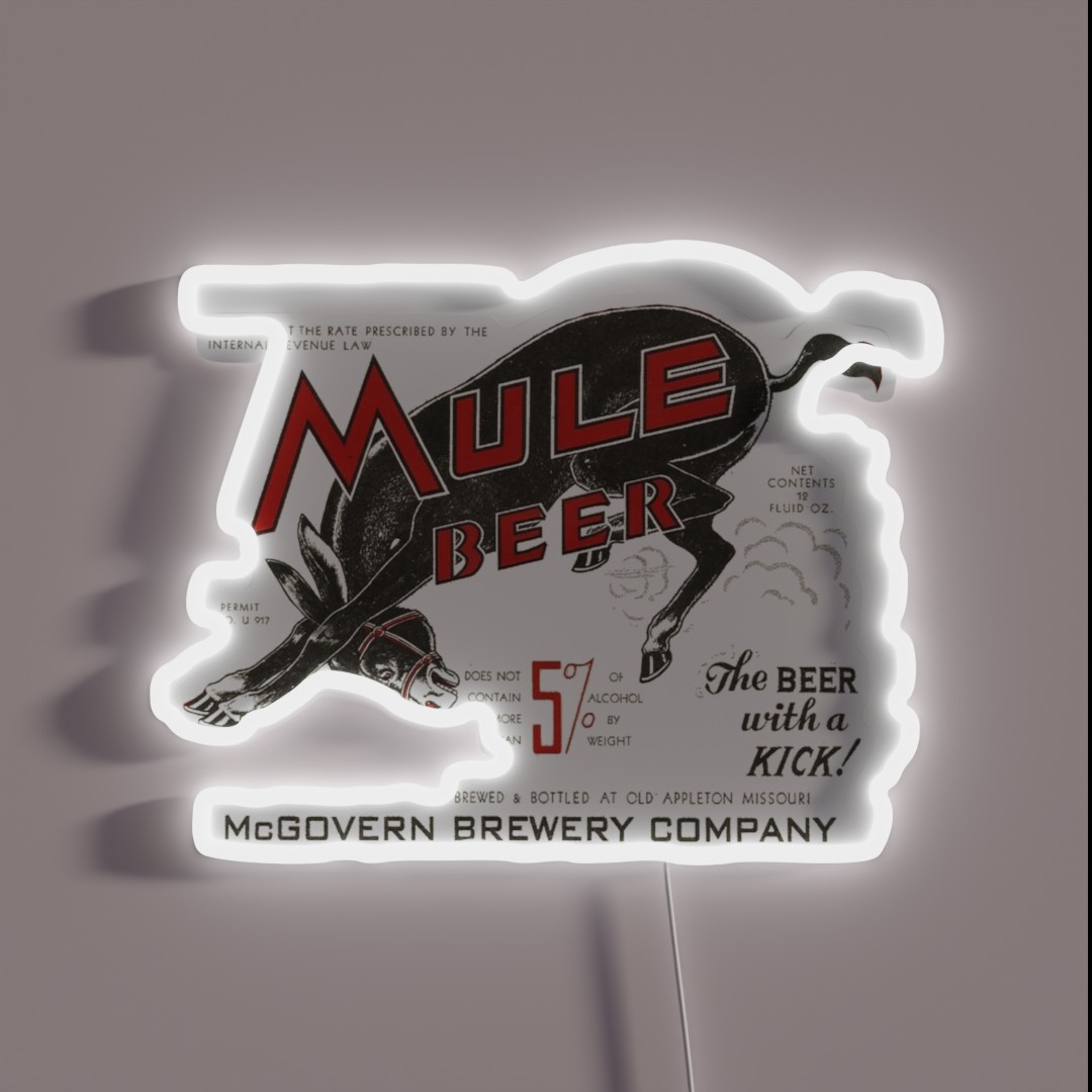 Mule Beer Mcgovern Brewery Company Appleton RGB Neon Sign Mule Beer Mcgovern Brewery Company Appleton RGB Neon Sign