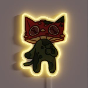 Mushroom Moss Cat RGB Neon Sign