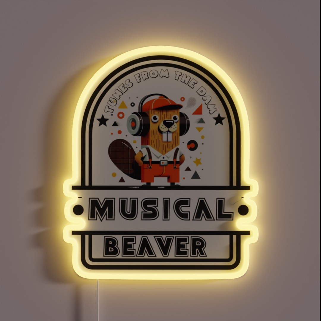 Musical Beaver Tunes From The Dam From Egyape RGB Neon Sign Musical Beaver Tunes From The Dam From Egyape RGB Neon Sign