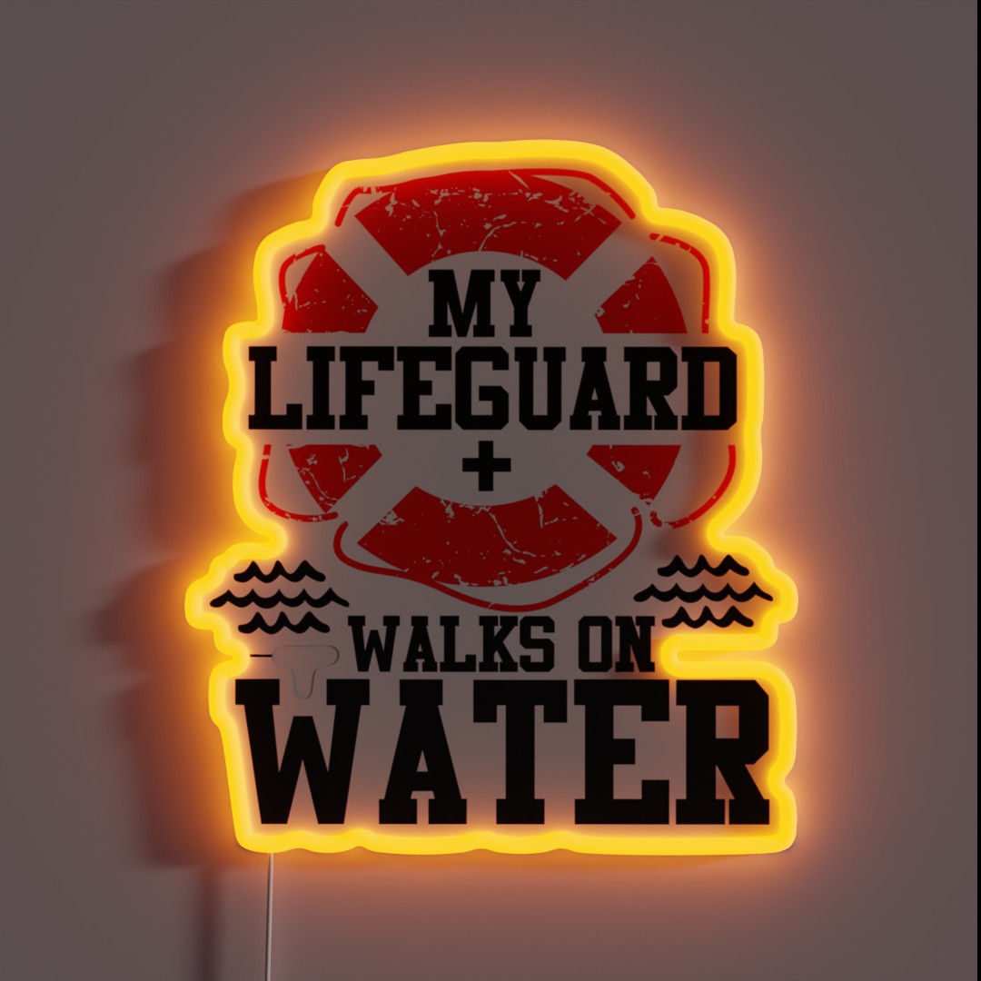 My Lifeguard Walks On Water Christian RGB Neon Sign My Lifeguard Walks On Water Christian RGB Neon Sign