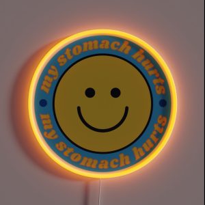 My Stomach Hurts Blue Smiley RGB Neon Sign