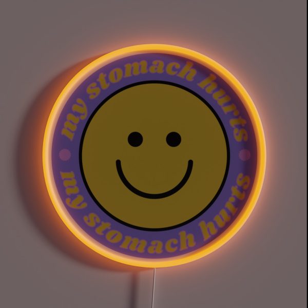 My Stomach Hurts Purple Smiley RGB Neon Sign