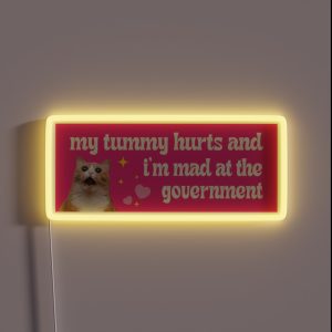 My Tummy Hurts And I M Mad At The Government Cat Bumper RGB Neon Sign