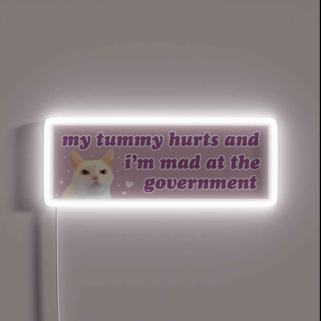 My Tummy Hurts And I M Mad At The Government RGB Neon Sign My Tummy Hurts And I M Mad At The Government RGB Neon Sign