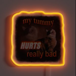 My Tummy Hurts Really Bad Cat Word Art RGB Neon Sign