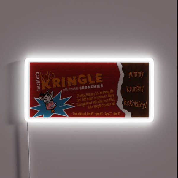 Nancy Drew Koko Kringle Milk Chocolate Bar RGB Neon Sign
