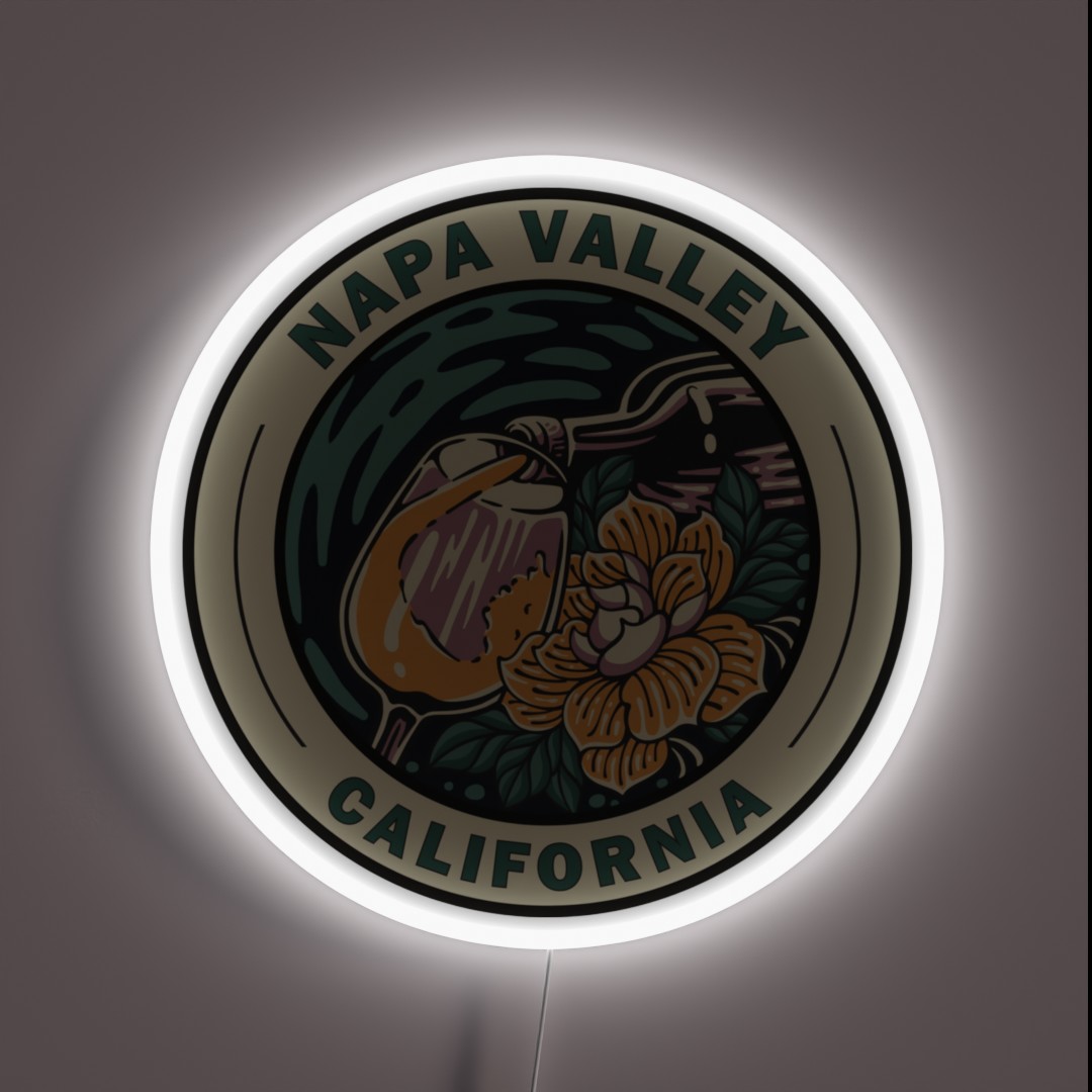 Napa Valley California Travel Art Badge RGB Neon Sign Napa Valley California Travel Art Badge RGB Neon Sign
