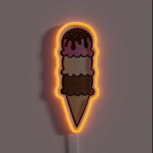 Neapolitan Ice Cream Cone RGB Neon Sign Neapolitan Ice Cream Cone RGB Neon Sign