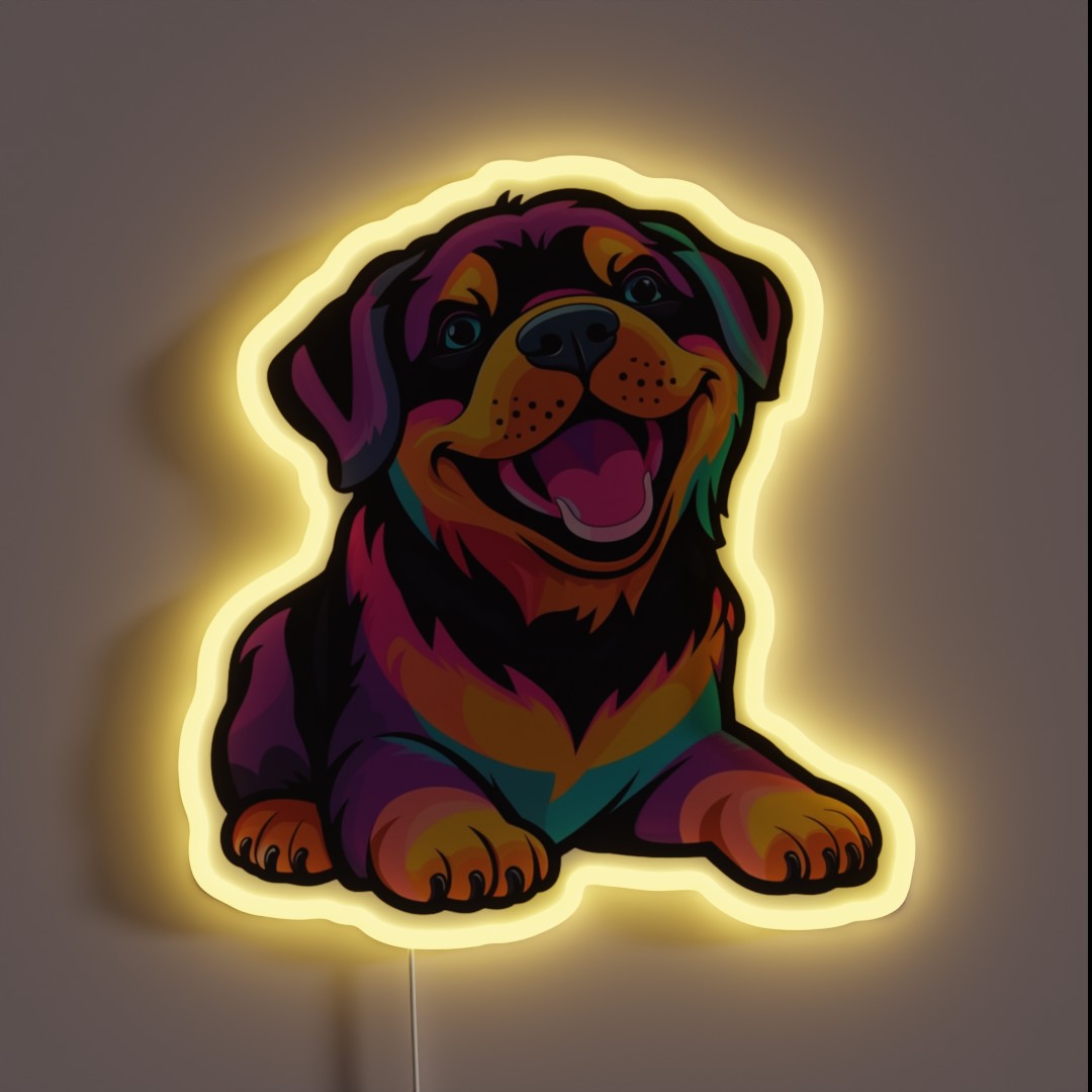 Neon Rainbow 90 S Pups Rottweiler Puppy RGB Neon Sign Neon Rainbow 90 S Pups Rottweiler Puppy RGB Neon Sign