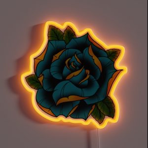 Neotraditional Rose In Blue RGB Neon Sign Neotraditional Rose In Blue RGB Neon Sign
