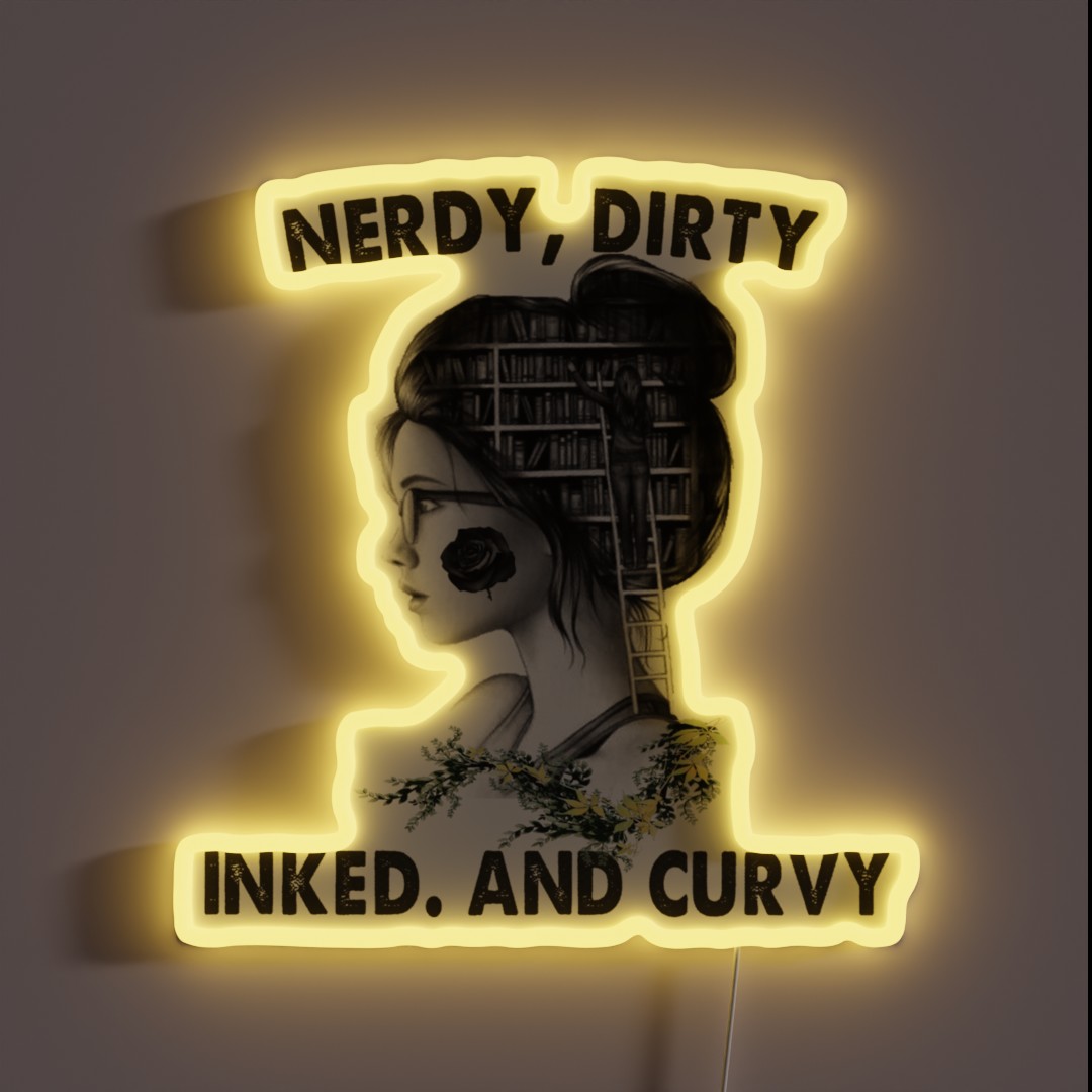 Nerdy Dirty Inked And Curvy Tattoo Girl RGB Neon Sign Nerdy Dirty Inked And Curvy Tattoo Girl RGB Neon Sign