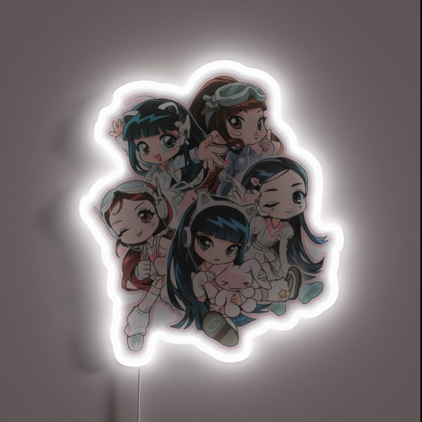 New Jeans Chibi Drawing RGB Neon Sign