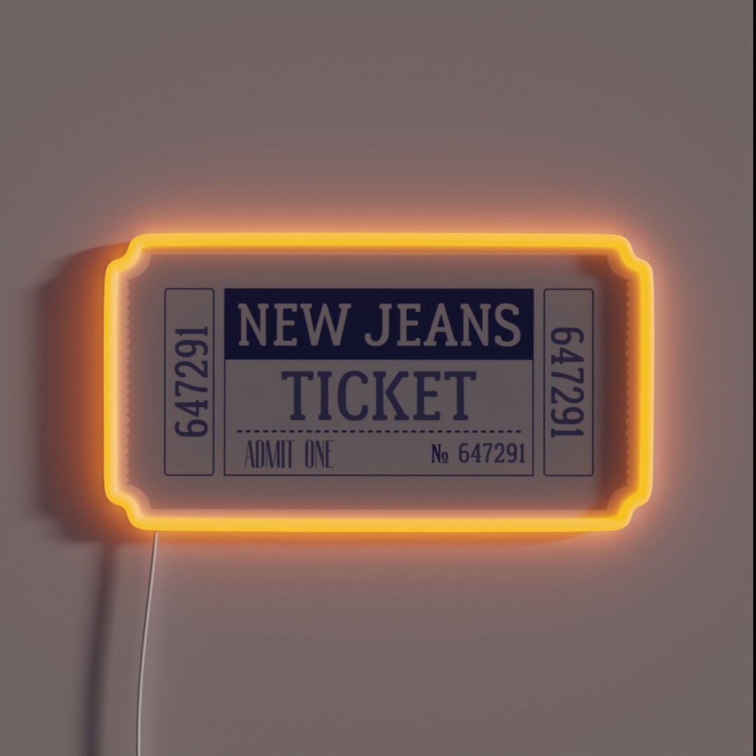 New Jeans Kpop Ticket RGB Neon Sign New Jeans Kpop Ticket RGB Neon Sign