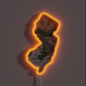 New Jersey Illustrated Graphic RGB Neon Sign