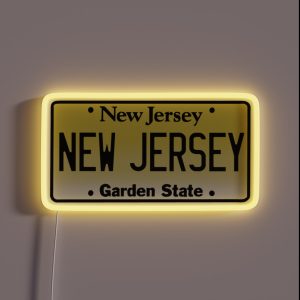 New Jersey License Plate Classic Design Garden State RGB Neon Sign