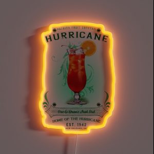 New Orleans Hurricane Cocktail RGB Neon Sign
