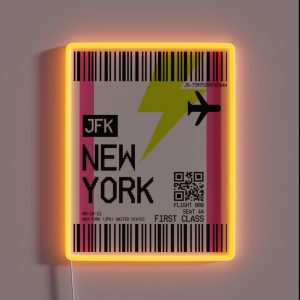 NEW YORK Plane Ticket RGB Neon Sign