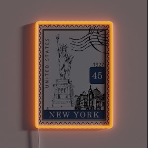 New York Sketch United States USA Postages Stamps Art RGB Neon Sign New York Sketch United States USA Postages Stamps Art RGB Neon Sign